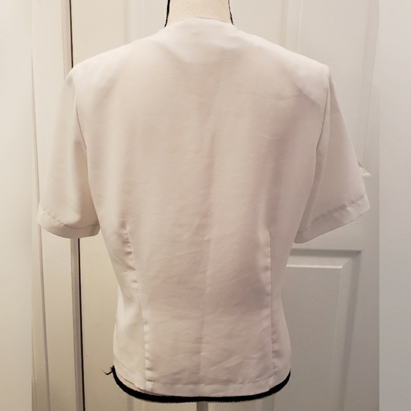 VINTAGE Christie & Jill White Lace Top Short Sleeve Women's Size 6 - Picture 2 of 3